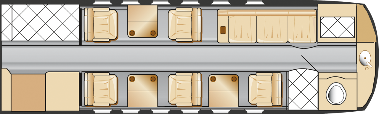 HAWKER 800XP Cabin layout | Private Jet Charter